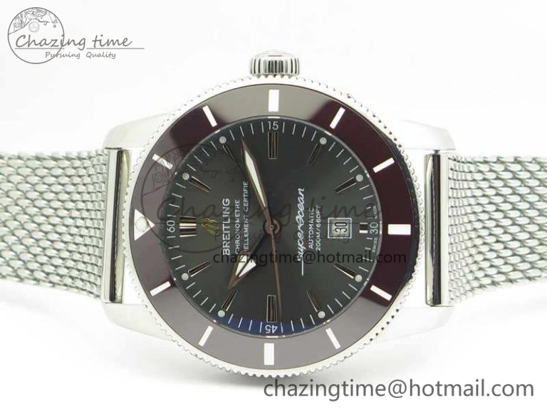 Stylish Super Ocean Heritage Brown Ceramic Bezel SS Gray Dial On SS Bracelet A 5650