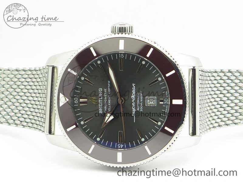 Stylish Super Ocean Heritage Brown Ceramic Bezel SS Gray Dial On SS Bracelet A 5650