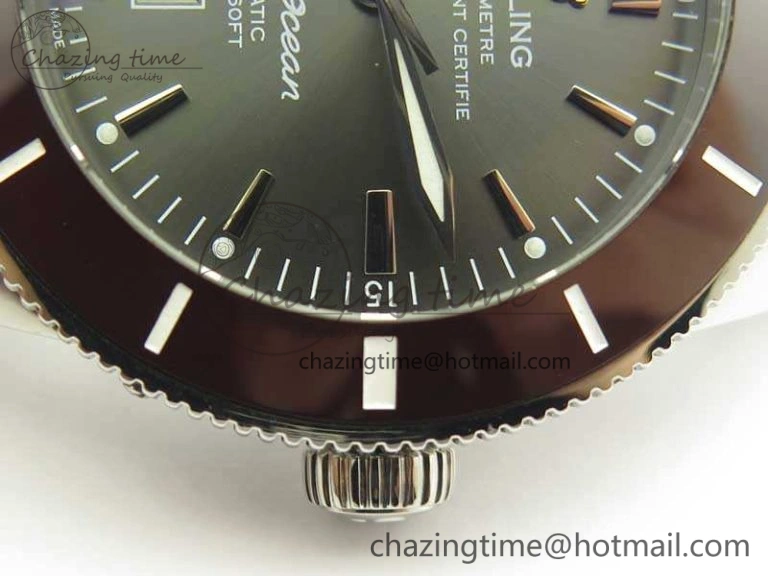 Stylish Super Ocean Heritage Brown Ceramic Bezel SS Gray Dial On SS Bracelet A 5650