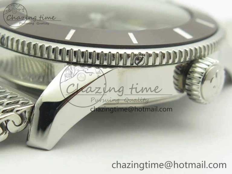 Stylish Super Ocean Heritage Brown Ceramic Bezel SS Gray Dial On SS Bracelet A 5650