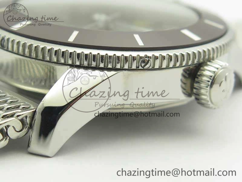 Stylish Super Ocean Heritage Brown Ceramic Bezel SS Gray Dial On SS Bracelet A 5650