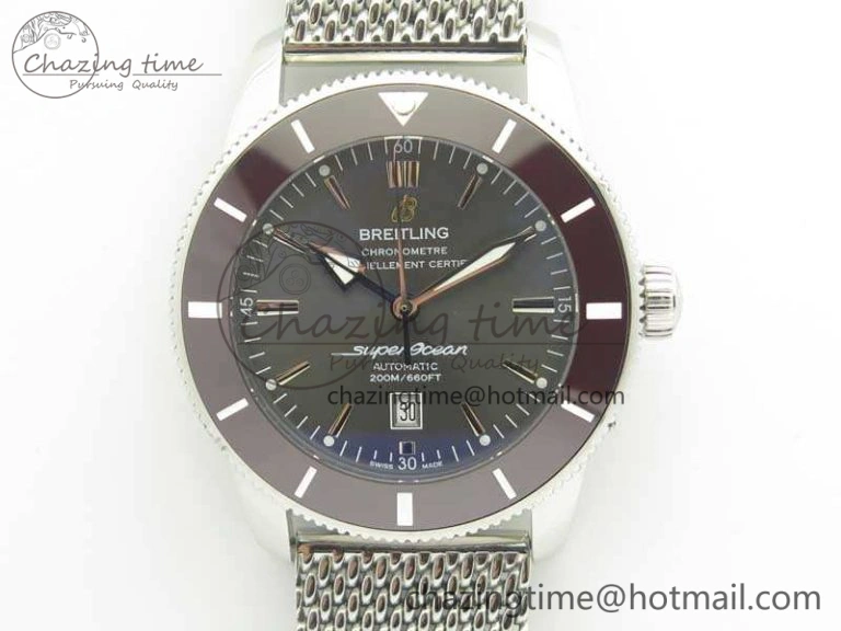 Stylish Super Ocean Heritage Brown Ceramic Bezel SS Gray Dial On SS Bracelet A 5650