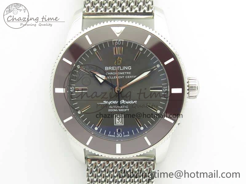 Stylish Super Ocean Heritage Brown Ceramic Bezel SS Gray Dial On SS Bracelet A 5650