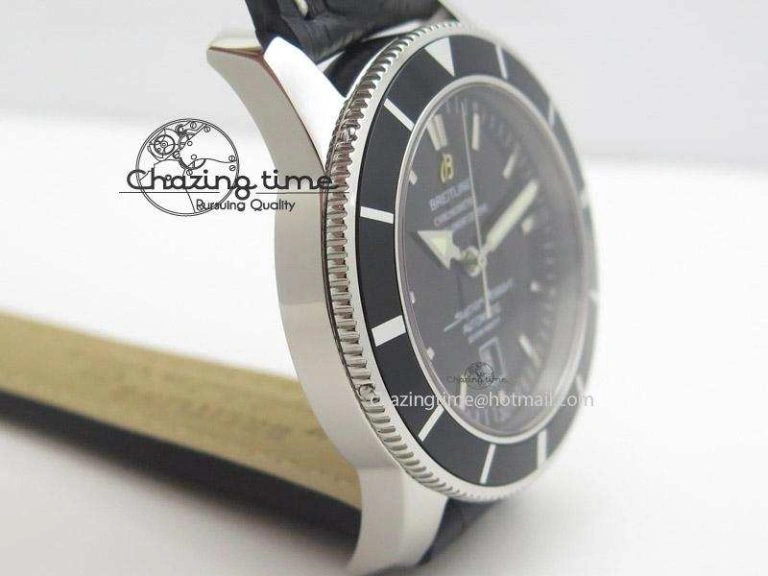 SoftTouch Super Ocean Heritage SS Black Dial On Black Leather Strap A 5801