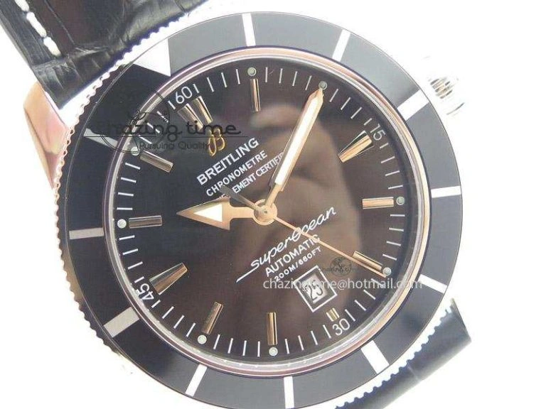 SoftTouch Super Ocean Heritage SS Black Dial On Black Leather Strap A 5801