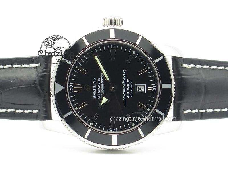 SoftTouch Super Ocean Heritage SS Black Dial On Black Leather Strap A 5801