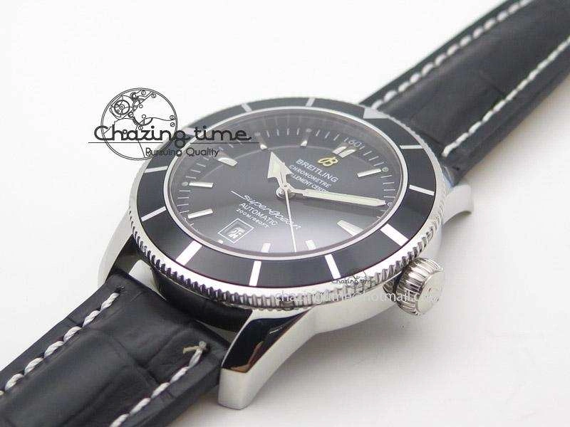 SoftTouch Super Ocean Heritage SS Black Dial On Black Leather Strap A 5801