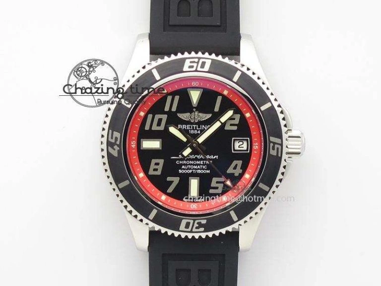 SoftTouch Super Ocean Heritage SS Black Dial On Black Leather Strap A 5801
