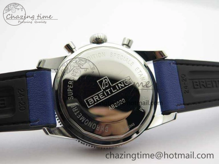 Stretchable SuperOcean 1884 Heritage SS Blue Dial On Leather Strap A 5685