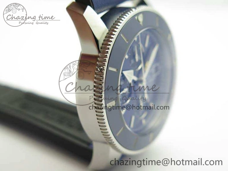 Stretchable SuperOcean 1884 Heritage SS Blue Dial On Leather Strap A 5685