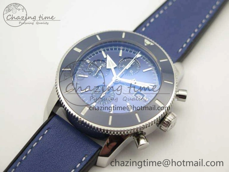 Stretchable SuperOcean 1884 Heritage SS Blue Dial On Leather Strap A 5685