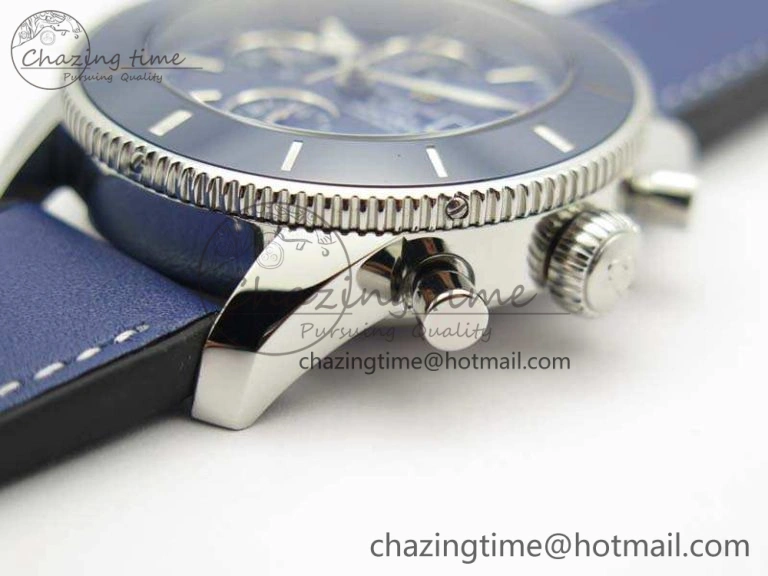 Stretchable SuperOcean 1884 Heritage SS Blue Dial On Leather Strap A 5685