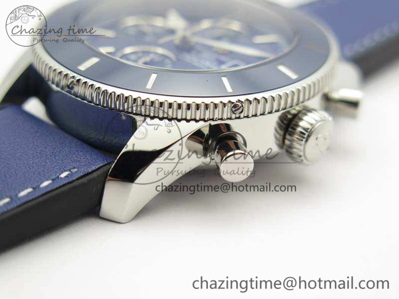 Stretchable SuperOcean 1884 Heritage SS Blue Dial On Leather Strap A 5685