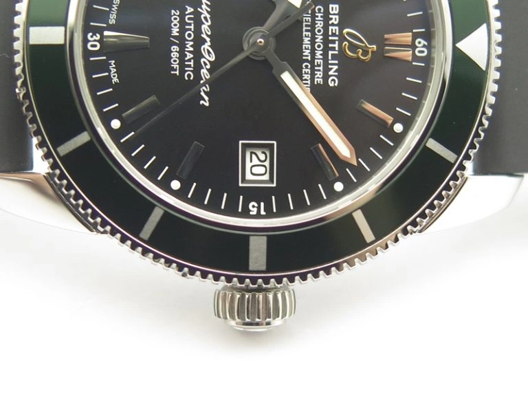 Classic SuperOcean 42mm A17321 SS 1:1 Best Edition Black Dial Green Bezel On Rubber Strap A2824 (Free Rubber Strap) 5644
