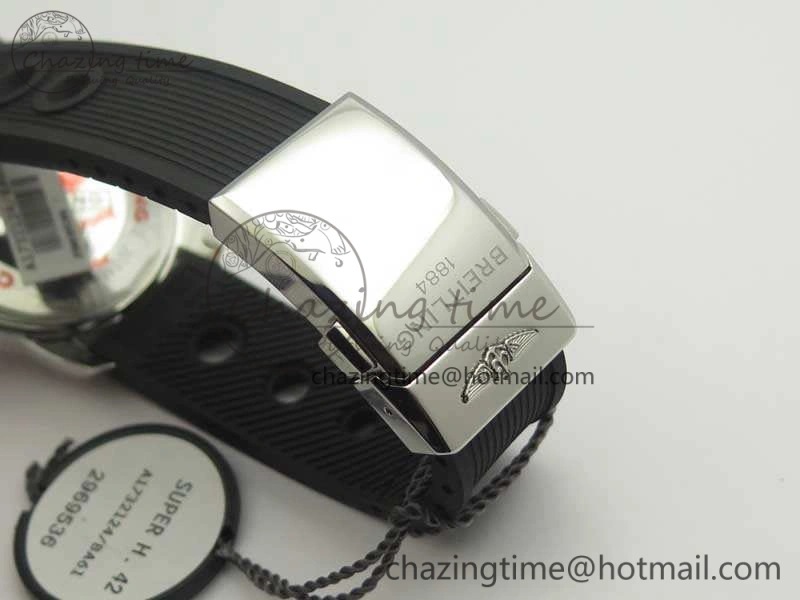 Classic SuperOcean 42mm A17321 SS 1:1 Best Edition Black Dial Green Bezel On Rubber Strap A2824 (Free Rubber Strap) 5644