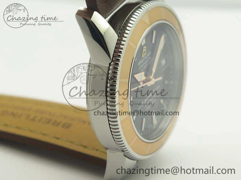 SuperOcean 42mm A17321 SS 1:1 Best Edition Black Dial On Leather Strap ETA OnTrend 5664