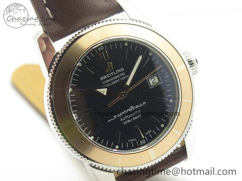 SuperOcean 42mm A17321 SS 1:1 Best Edition Black Dial On Leather Strap ETA OnTrend 5664