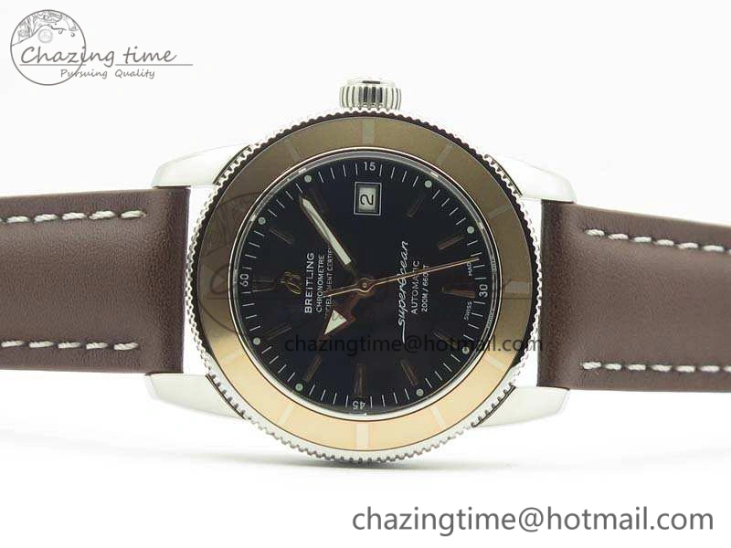 SuperOcean 42mm A17321 SS 1:1 Best Edition Black Dial On Leather Strap ETA OnTrend 5664