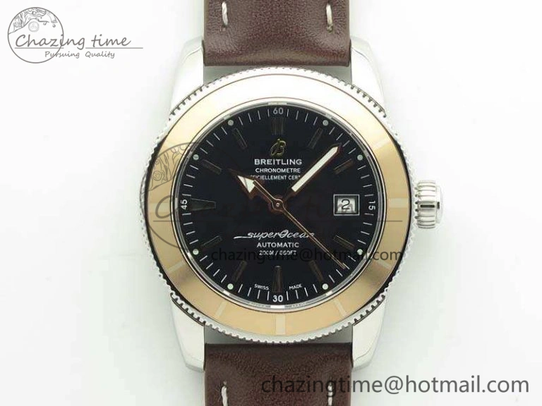 SuperOcean 42mm A17321 SS 1:1 Best Edition Black Dial On Leather Strap ETA OnTrend 5664