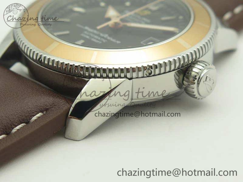 SuperOcean 42mm A17321 SS 1:1 Best Edition Black Dial On Leather Strap ETA OnTrend 5664