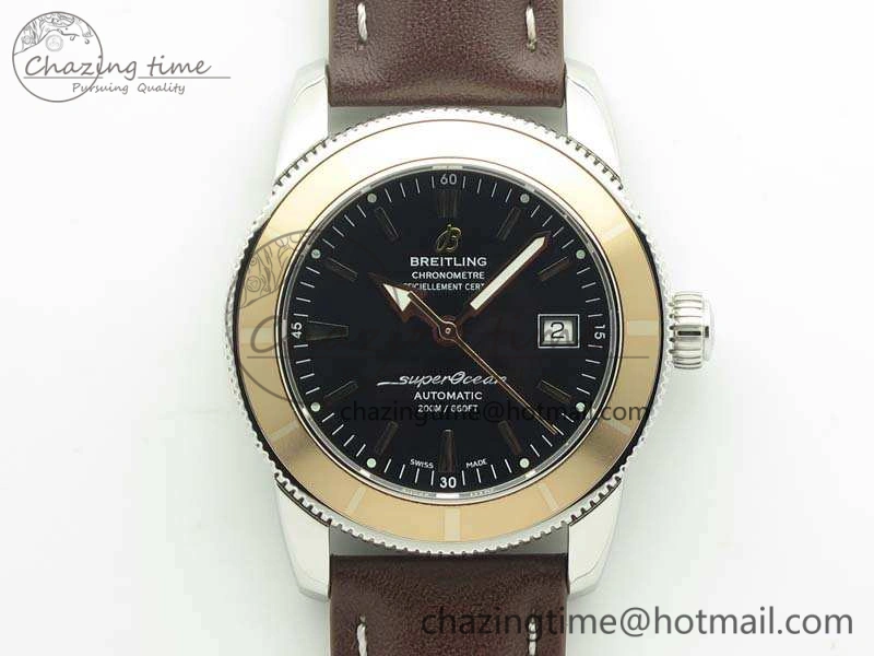 SuperOcean 42mm A17321 SS 1:1 Best Edition Black Dial On Leather Strap ETA OnTrend 5664