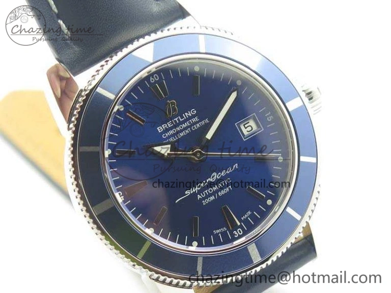 SuperOcean 42mm A17321 SS 1:1 Best Edition Blue Dial On Leather Strap ETA MoistureWicking 5662