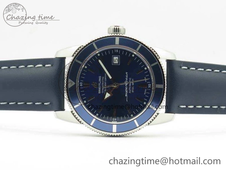 SuperOcean 42mm A17321 SS 1:1 Best Edition Blue Dial On Leather Strap ETA MoistureWicking 5662