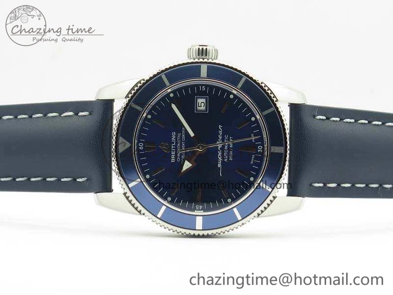 SuperOcean 42mm A17321 SS 1:1 Best Edition Blue Dial On Leather Strap ETA MoistureWicking 5662