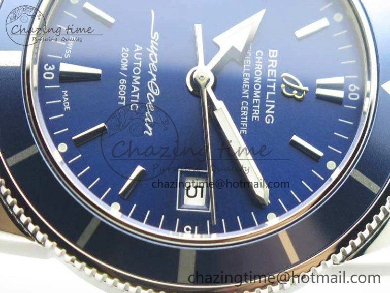 SuperOcean 42mm A17321 SS 1:1 Best Edition Blue Dial On Leather Strap ETA MoistureWicking 5662