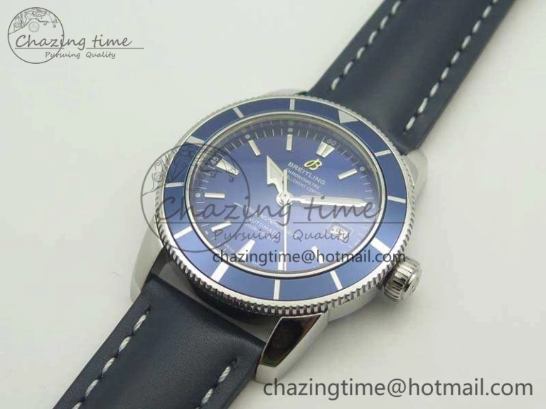 SuperOcean 42mm A17321 SS 1:1 Best Edition Blue Dial On Leather Strap ETA MoistureWicking 5662