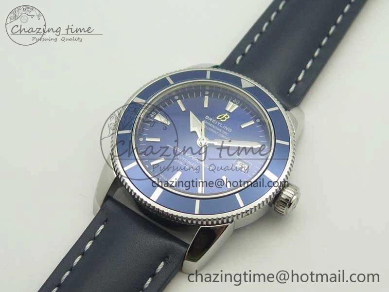 SuperOcean 42mm A17321 SS 1:1 Best Edition Blue Dial On Leather Strap ETA MoistureWicking 5662
