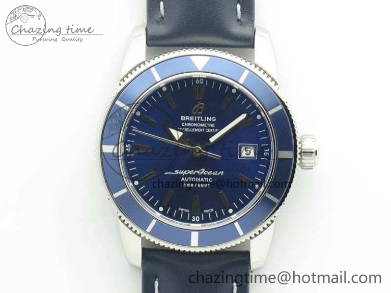 SuperOcean 42mm A17321 SS 1:1 Best Edition Blue Dial On Leather Strap ETA MoistureWicking 5662