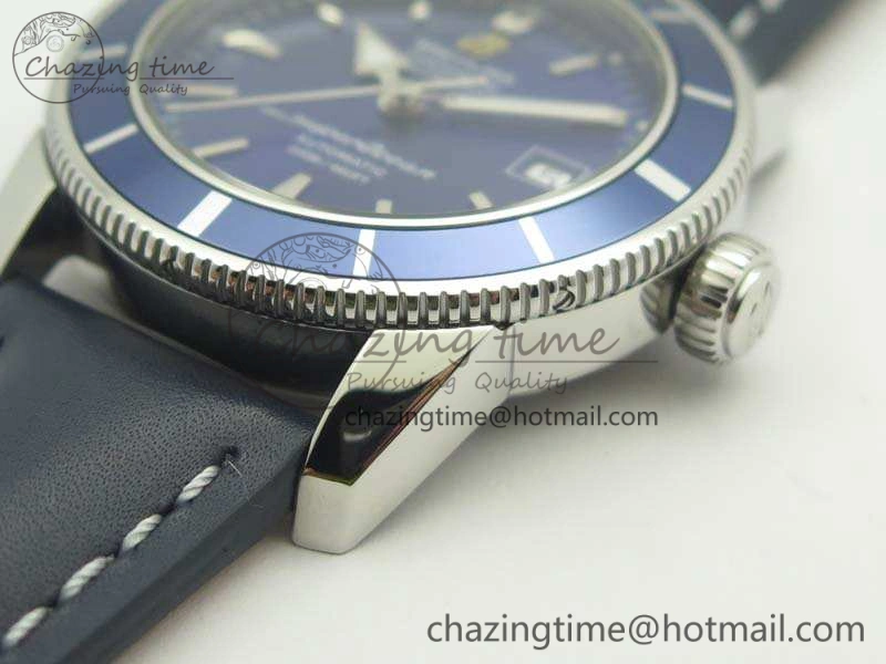 SuperOcean 42mm A17321 SS 1:1 Best Edition Blue Dial On Leather Strap ETA MoistureWicking 5662