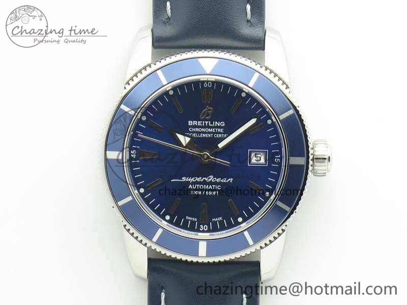 SuperOcean 42mm A17321 SS 1:1 Best Edition Blue Dial On Leather Strap ETA MoistureWicking 5662