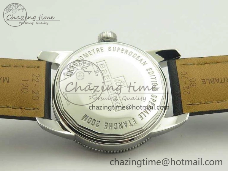 SoftTouch SuperOcean 42mm A17321 SS 1:1 Best Edition Cream Dial On Leather Strap ETA 5663