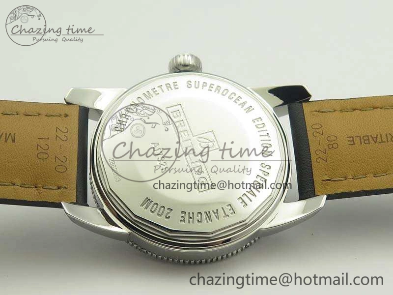 SoftTouch SuperOcean 42mm A17321 SS 1:1 Best Edition Cream Dial On Leather Strap ETA 5663