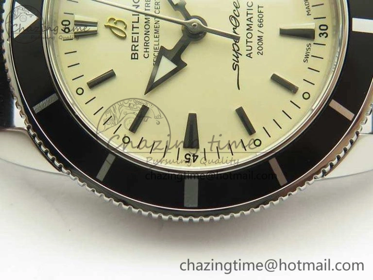 SoftTouch SuperOcean 42mm A17321 SS 1:1 Best Edition Cream Dial On Leather Strap ETA 5663