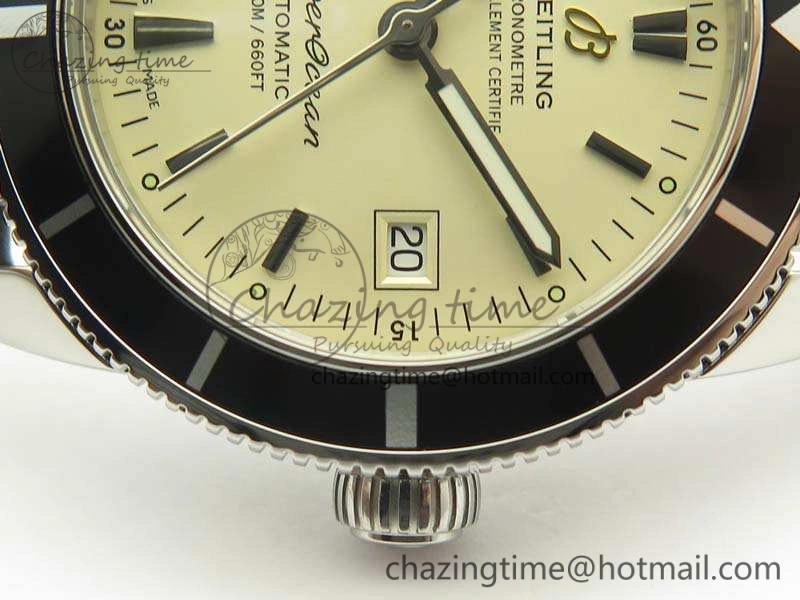SoftTouch SuperOcean 42mm A17321 SS 1:1 Best Edition Cream Dial On Leather Strap ETA 5663
