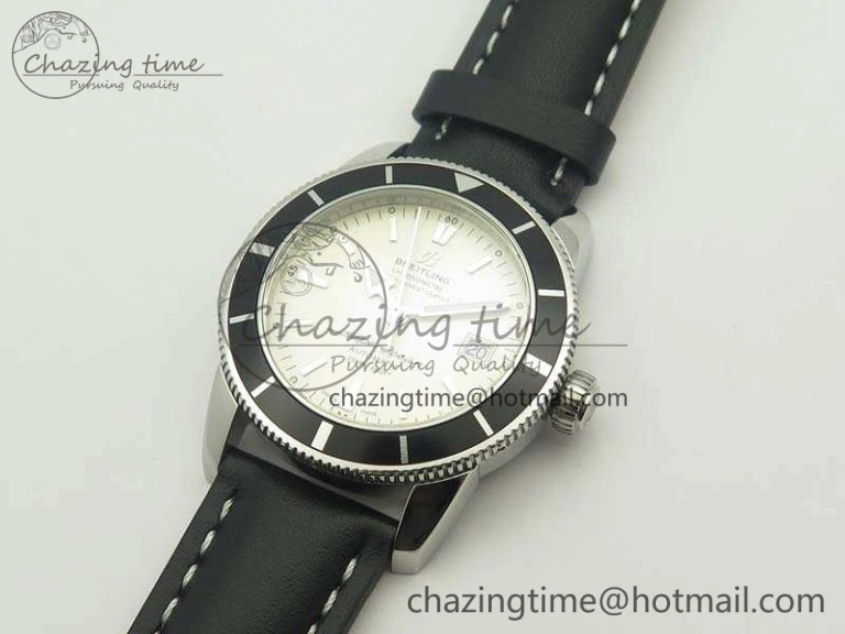 SoftTouch SuperOcean 42mm A17321 SS 1:1 Best Edition Cream Dial On Leather Strap ETA 5663