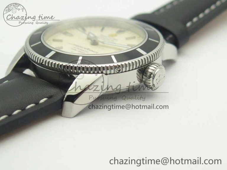 SoftTouch SuperOcean 42mm A17321 SS 1:1 Best Edition Cream Dial On Leather Strap ETA 5663