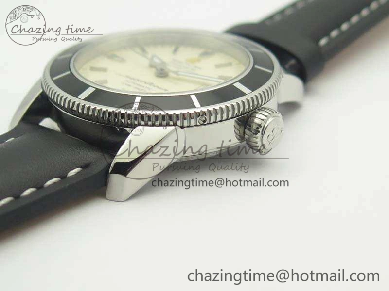 SoftTouch SuperOcean 42mm A17321 SS 1:1 Best Edition Cream Dial On Leather Strap ETA 5663