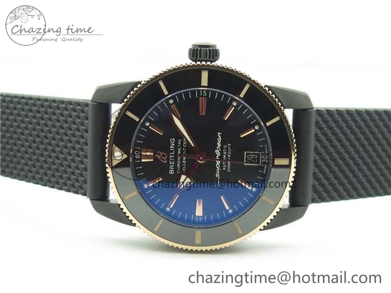 SuperOcean 42mm AB2010 DLC RG B50 1:1 Best Edition Black Dial Black Ceramic Bezel on Black Rubber strap A TechFriendly 5562