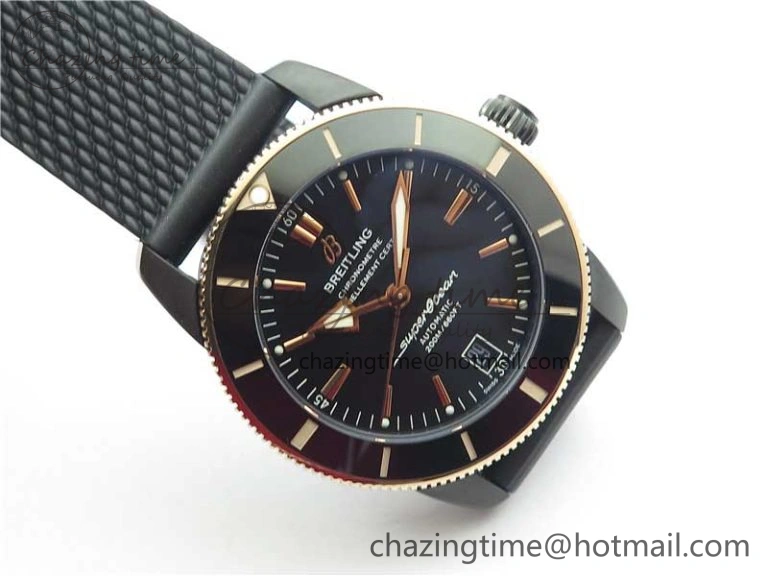 SuperOcean 42mm AB2010 DLC RG B50 1:1 Best Edition Black Dial Black Ceramic Bezel on Black Rubber strap A TechFriendly 5562