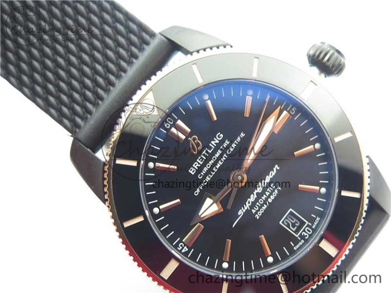 SuperOcean 42mm AB2010 DLC RG B50 1:1 Best Edition Black Dial Black Ceramic Bezel on Black Rubber strap A TechFriendly 5562
