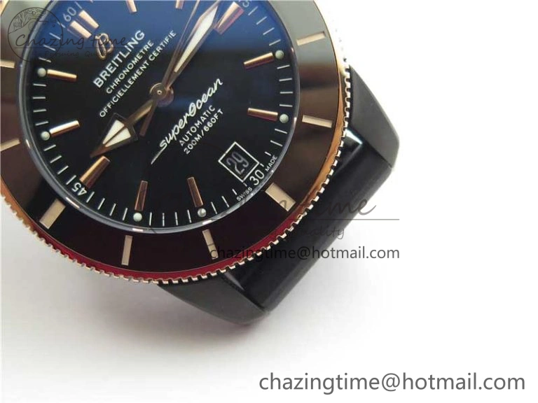 SuperOcean 42mm AB2010 DLC RG B50 1:1 Best Edition Black Dial Black Ceramic Bezel on Black Rubber strap A TechFriendly 5562