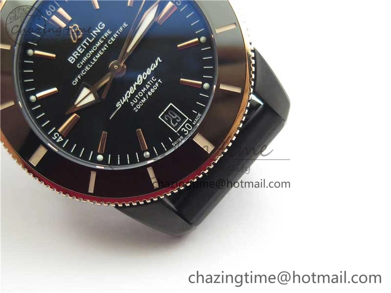 SuperOcean 42mm AB2010 DLC RG B50 1:1 Best Edition Black Dial Black Ceramic Bezel on Black Rubber strap A TechFriendly 5562