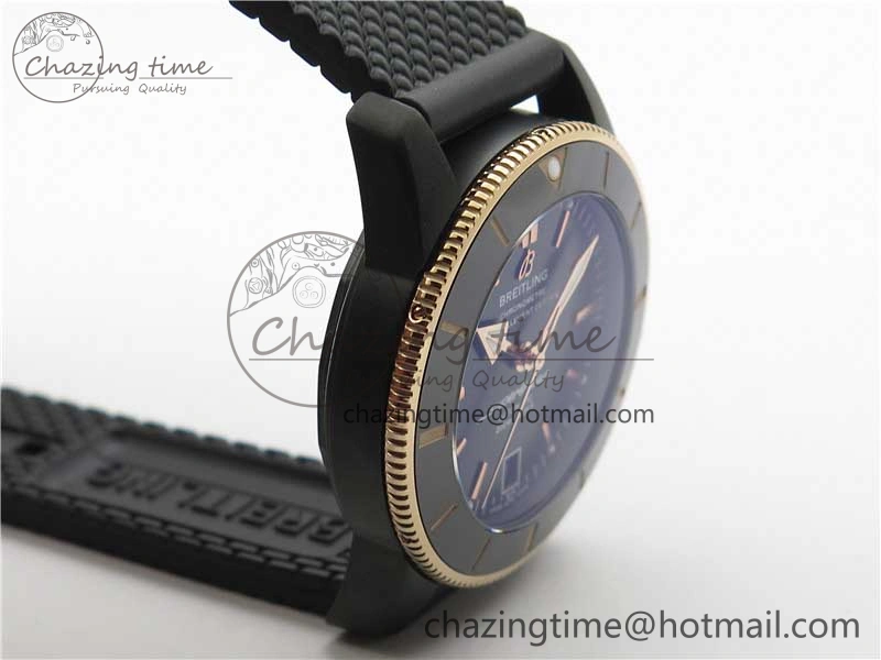 SuperOcean 42mm AB2010 DLC RG B50 1:1 Best Edition Black Dial Black Ceramic Bezel on Black Rubber strap A TechFriendly 5562