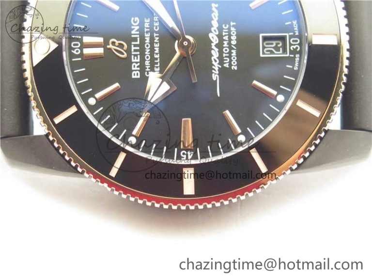 SuperOcean 42mm AB2010 DLC RG B50 1:1 Best Edition Black Dial Black Ceramic Bezel on Black Rubber strap A TechFriendly 5562