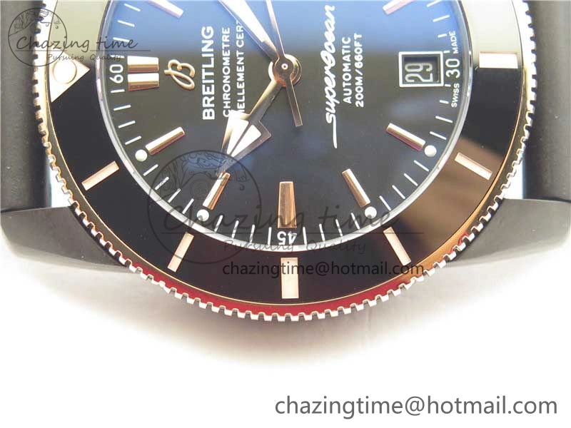 SuperOcean 42mm AB2010 DLC RG B50 1:1 Best Edition Black Dial Black Ceramic Bezel on Black Rubber strap A TechFriendly 5562