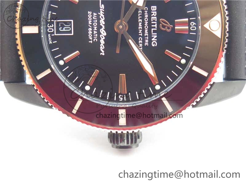 SuperOcean 42mm AB2010 DLC RG B50 1:1 Best Edition Black Dial Black Ceramic Bezel on Black Rubber strap A TechFriendly 5562